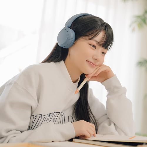 Sony WH-CH520 Best Wireless Bluetooth On-Ear Headphones with Microphone for Calls and Voice Control, Up to 50 Hours Battery Life with Quick Charge Function, Includes USB-C Charging Cable - Blue - color: Blue