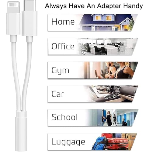 [Apple MFi Certified] Lightning USBC to 3.5 mm Headphone Jack Adapter | iPhone Headphones Aux Audio Dongle USB C Type C to 3.5 Female Adapter for iPhone 17 16 15 14 13 Pro Max 12 11 XS XR 8 7