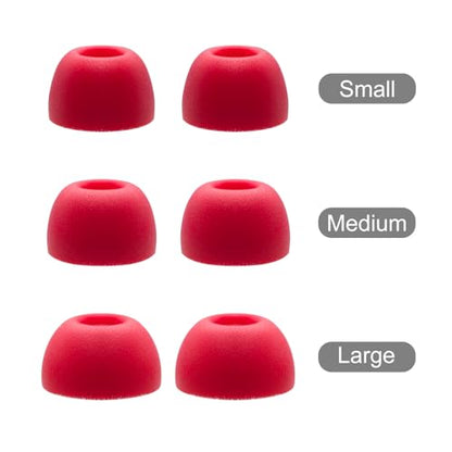 Klowcok Replacement Ear Tips for Beats Studio Buds/Fit Pro/Studio Buds+ | Memory Foam Earbuds Tips, Comfort Fit, 3 Pairs (S/M/L) Red