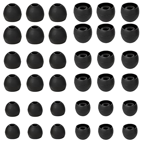 18 Pairs Silicone Earbud Tips Replacement Ear Tips Earbuds Cap for in- Ear Headphones Eartips (Inner Hole from 3.8mm-5.5mm Earphones) Earbud Replacement Tips Ear Buds Tips S M L,Black - color: Black