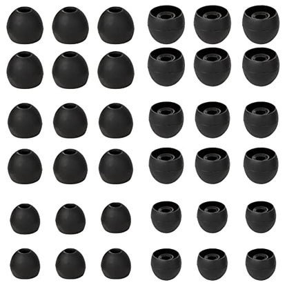 18 Pairs Silicone Earbud Tips Replacement Ear Tips Earbuds Cap for in- Ear Headphones Eartips (Inner Hole from 3.8mm-5.5mm Earphones) Earbud Replacement Tips Ear Buds Tips S M L,Black - color: Black