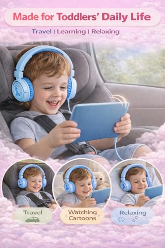 K6 Kids Headphones for Toddler Boys Girls Ages 2-12,On-Ear for School - color: Cyan