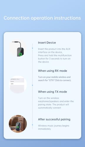 Lihuosheng 2 in 1 Bluetooth 6.0 Transmitter Receiver AUX Wireless Audio Adapter for Car TV Airplane, Hands-Free Calling, HiFi Sound, Long Battery Life