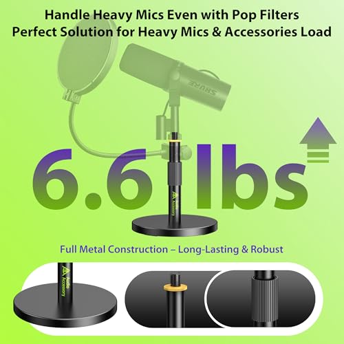 AA AUDIO ACCESSORY Low Profile Boom Arm with Short Mic Stand Desk