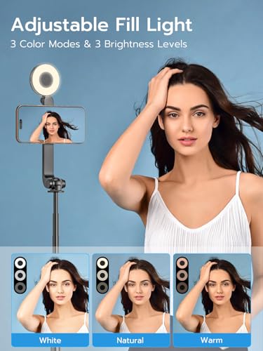 USKEYVISION 49'' Magnetic Selfie Stick Tripod with Light & Remote (SPT-02) | 360° Rotatable Magnetic Tripod with Ring Light for iPhone & Android, Content Creator Essentials for Tiktok Video Recording - size: 49" Magnetic Selfie Stick with Light