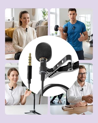 Lavalier Microphone, Wired Mini Microphone Professional Omnidirectional Condenser Mic with 79 Inch Long Cable, Suitable for Content Creators, Phone Recording, Podcasts, YouTube Videos.