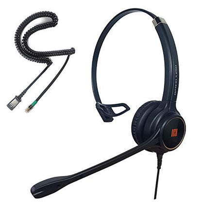 IPD IPH-250 Office Phone Headset with Noise Cancelling Microphone | Ideal for call centers. Landline compatible with Yealink SIP, Snom, Grandstream & LG. - color: 250-BL-LEAT