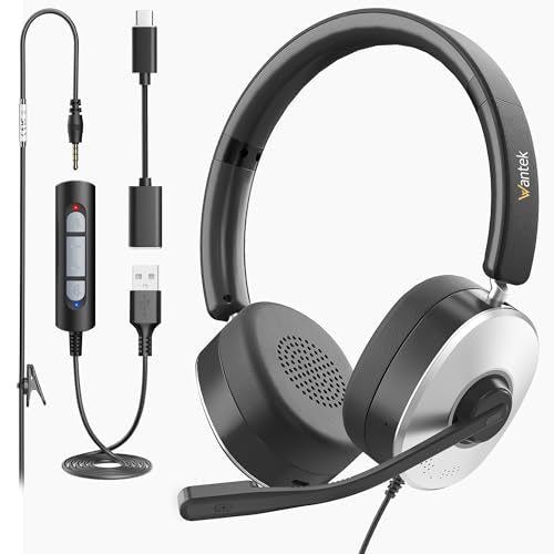 Wantek USB Headset with Microphone, Noise Cancelling Computer Headset - color: Brown
