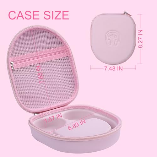 Hard Headphone Case for Sony WH-CH520 / JBL Tune Live 670NC, Pink | Protective Carring Storage Case for Over-Ear Headphones, with Handle Strap & Mesh Pocket - color: PINK
