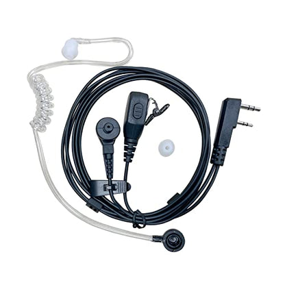 SHON Walkie Talkie Earpiece with Mic, 2 Pin Acoustic Tube Earpiece for Crystal Clear Sound, Compatible with Kenwood Baofeng and Retevis Two-Way Radios, for Police Law Enforcement (1set/Black) - size: S/1 Set