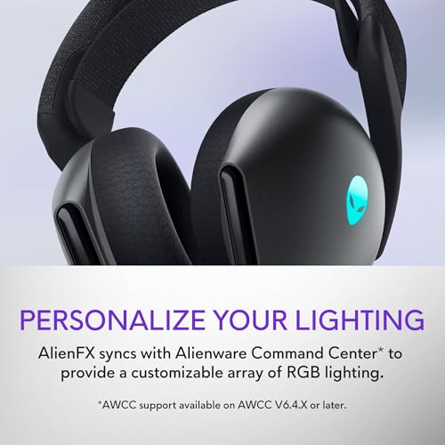 Alienware Wireless Gaming Headset, Active Noise Canceling | 2.4GHz Wireless, Dolby Atmos, Hi-Res Audio, 20Hz–40kHz Frequency, 32 Ohm Impedance, Dark Side of the Moon - color: Dark Side of the Moon