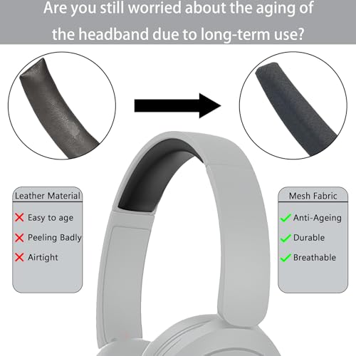 Defean Replacement Cushions Kit 2 IN1 Mesh Fabric Ear Pads + Headband Compatible with JBL Tune 600(T600BTNC 600BTNC)/660(T660NC 660NC)/670(T670NC 670NC) Headphones (Black) - color: Black