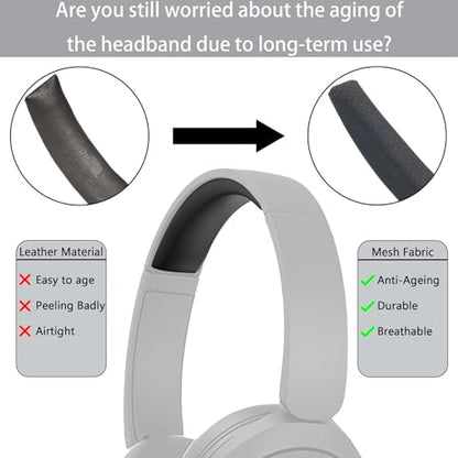 Defean Replacement Cushions Kit 2 IN1 Mesh Fabric Ear Pads + Headband Compatible with JBL Tune 600(T600BTNC 600BTNC)/660(T660NC 660NC)/670(T670NC 670NC) Headphones (Black) - color: Black