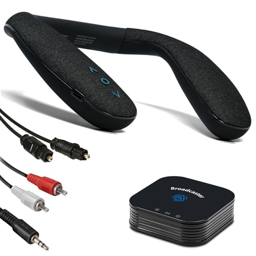 BA210 v2 Auracast Bluetooth Transmitter & JY538 Neckband Speaker | Pre-Paired for TV & Instant Setup | Bluetooth 5.3 & aptX Low Latency | Optical/3.5mm/RCA Inputs | 50H Neckband Playtime