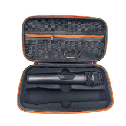 Hard Shell Dual Microphone Case - Protective Carrying Case Shockproof Travel Bag for 2 Wireless Mics, Padded Handheld Mic Storage with Handle, Mesh Pockets