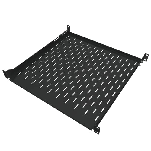 1U Server Rack Shelf - 4 Post Mount Tray (450mm Depth) - Tupavco TP1711 | 17.7" deep rackmount tray for 19in standard rack / network cabinet, vented for maximum airflow