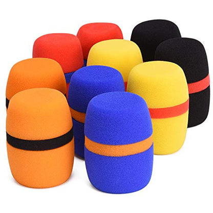 Facmogu 10 Pack Multi-Color Foam Mic Covers, Handheld Microphone Windscreen