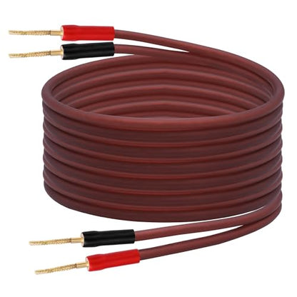XMSJSIY Flex Pin Banana Speaker Cable 14AWG HiFi Audio OFC - 2M/6.56FT | Braided Banana Terminal Binding Post Gold-Plate Connector Loudspeaker Audio Speaker Wire for Amplifier Sound System