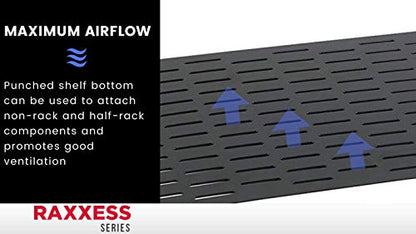 Chief Raxxess UNS1 Vented Universal Rack Tray Shelf for 19" Server Racks, with Bottom Slots for Mounting Non-Rack and Half-Rack Equipment, Black