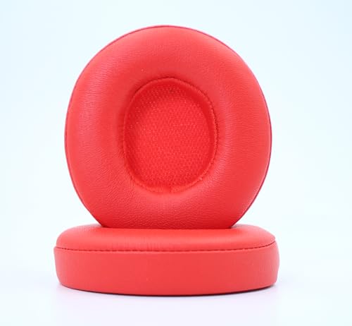Headphone Replacement Ear Pad Cover Compatible with Beats by Dre Solo3 Solo2 Wired Wireless Headphones Protein Leather Memory Foam Headphone Cushion Ear Muffs-Orange red - color: Orange Red