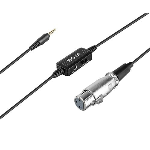 BOYA BCA6 XLR Female to 3.5mm TRRS Connector Adjustable Volume Microphone Cable Adapter Mini Jack AUX Cord Audio Wire 6m Compatible with iPad iPhone iPod Touch Android Mobile Devices