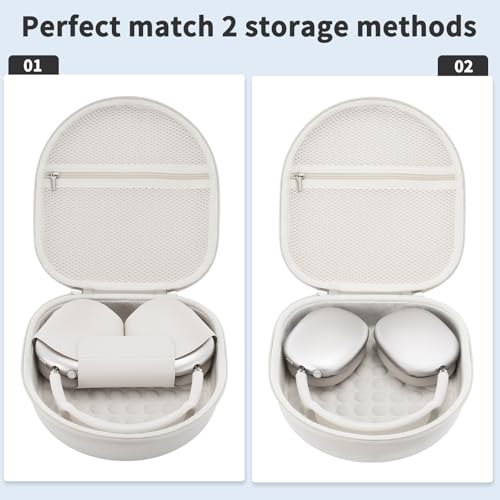 3 in 1 Silicone Cover and Case for Apple Airpods Max 2/ Airpods Max Headphones, AirPods Max Hard Case and Anti-Scratch Ear Pad Case/Ear Cups/Headband Covers Accessories (Starlight case & Cover) - color: Starlight case & cover