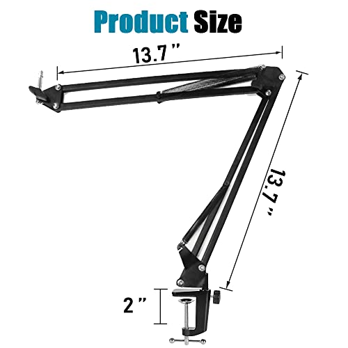 GLEAM Boom Arm Microphone Mic Stand for Blue Yeti HyperX QuadCast SoloCast Snowball Fifine Shure SM7B and other Mic, Medium