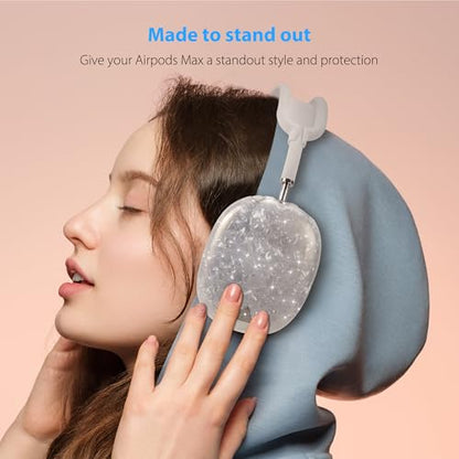 Case Cover for AirPods Max Headphone,Glitter Shell Pattern TPU Ear Cup Case,Silicone Ear Pad/Headband Protective Cover Accessories Compatible with Apple AirPods Max(2024/2020),Glitter White Seashell - color: Glitter White Seashell