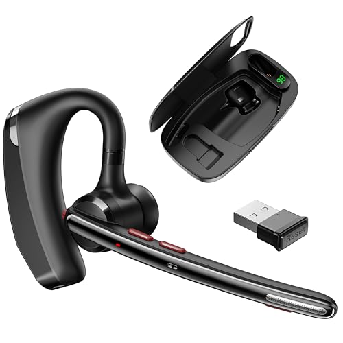Bluetooth Headset V5.3, Wireless Headset with Dual Noise-Canceling Mics, Portable Charging Case, 300H Standby Time, Hands Free Headphones for PC/Cell Phones, Trucker/Office/Work (Light Gray) - color: Light Gray