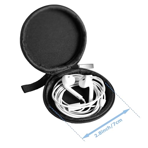 Ginsco Mini-Portable Hard Shell Earbuds Case for Apple EarPods Headphones USB-C Wired Ear Buds/Skullcandy Jib Wired Earbuds, Travel Case for Earphones Earplugs (2, Black) - color: Black