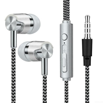Wired In-Ear Headphones with Noise Cancelling and Ergonomic Design for Secure Fit, Sound Earbuds with 3.5mm Jack Compatible with Mobile Phones and Devices, Blue(silver) - color: Silver