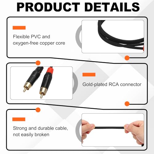 MECCANIXITY 2RCA Male to 2RCA Male Audio Stereo Cable, 6.6 ft RCA Subwoofer Cable with Gold Plated Plugs for Home Theater, HDTV, Amplifiers, Speakers, Black Cable Black Shell - color: Black/Black, size: 6.6 ft