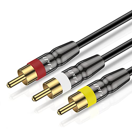 J&D 3RCA Male to Male 3 Feet Cable, Gold Plated Connectors, Heavy Duty Copper Shell, Ideal for Home Entertainment Systems, DVD, VCR, HD TV and Other 3RCA Enabled Devices - size: 3 Feet