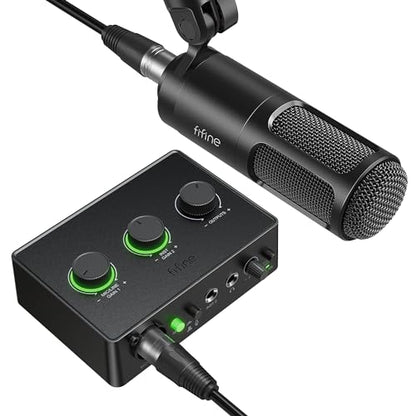 FIFINE Podcast Equipment Bundle Set, Music Recording Kit with Studio Dynamic Microphone and USB Audio Mixer with XLR Mic Input, Headphone Monitoring, Volume Knob for Vocal/Voice Over-AmpliTank KS6