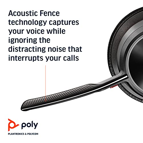 Poly - Voyager Focus 2 Office USB-A (Plantronics) - Bluetooth Dual-Ear (Stereo) Headset with Boom Mic - USB-A PC/Mac/Desk Phone Compatible - Active Noise Canceling - Works with Teams, Zoom & More