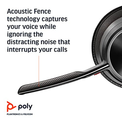 Poly - Voyager Focus 2 Office USB-A (Plantronics) - Bluetooth Dual-Ear (Stereo) Headset with Boom Mic - USB-A PC/Mac/Desk Phone Compatible - Active Noise Canceling - Works with Teams, Zoom & More