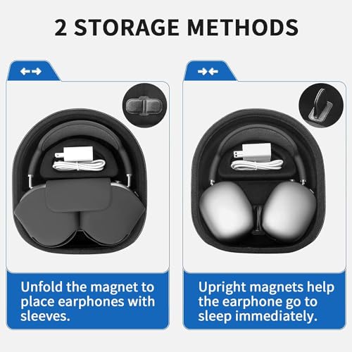 Yinke Smart Case for AirPods Max Headphones Supports Sleep Mode, with AirPods Max Silicone Earpad Cover/Ear Cups Cover and Headband Anti-Scratch Accessories, Hard Organizer Portable Carry Travel | with AirPods Max Silicone Earpad Cover/Ear Cups Cover and