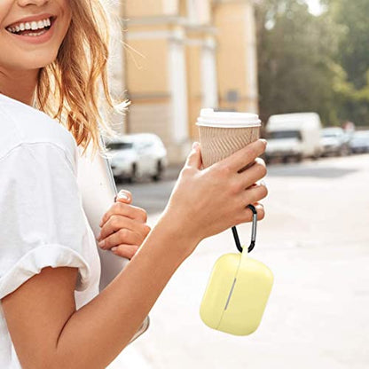 Lerobo for AirPods Pro 2 Case with Keychain, Cream Yellow | Silicone Protective Cover Compatible with Apple AirPod Pro 2nd/1st Case for Women Men, Scratchproof, Shockproof, Dustproof - color: Cream Yellow