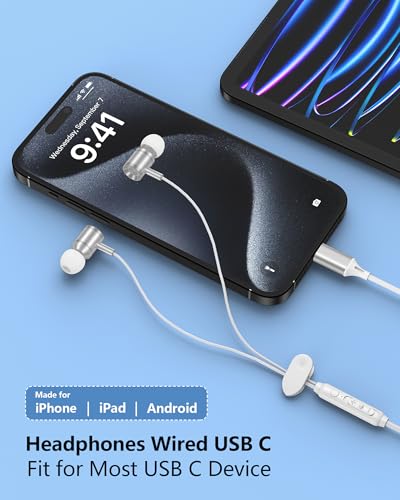 iPhone 17 USB C Headphones Wired, Earbuds with Microphone for iPhone 17e 16 | Type C in-Ear Headphones with Mic, USBC Wired Ear Buds for Samsung Galaxy S26 S25 S24 A17 Pixel Earphones