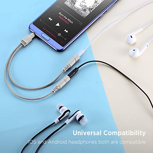 Headphone Splitter, 3.5mm Stereo 2-Way Audio Cable - 20CM / Gray | Stereo Audio Sound, Dual Headphone and Speaker Audio Output, Compatible with iPhone, iPad, Laptops, Tablets, 3.5mm devices - color: Shinning Silver, size: 9.8 inch / 25 cm