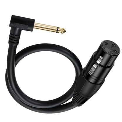 90 Degree 6.35mm (1/4 Inch) Mono TS Plug Male to 3 Pin XLR Female Balanced Microphone Stereo Audio Converter Adapter 50cm/1.6Feet - color: 6.35mm TS to XLR female