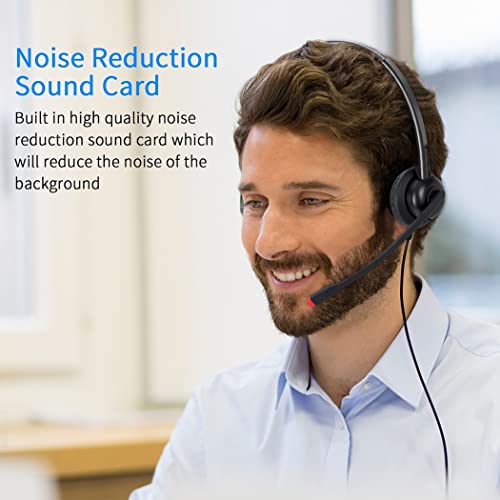 USB Headset with Mic for PC Computer Laptop Headphones with Noise Cancelling Microphone in-line Control for Home Office Online Class Teams Zoom - size: H360B