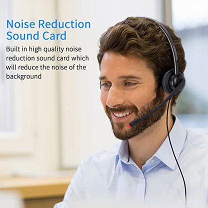 USB Headset with Mic for PC Computer Laptop Headphones with Noise Cancelling Microphone in-line Control for Home Office Online Class Teams Zoom - size: H360B