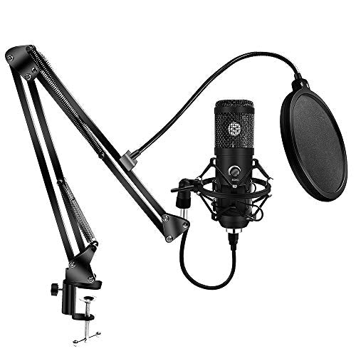 E20 Condenser Computer Microphone with Light Studio Kit with Arm Stand for Gaming Video Record