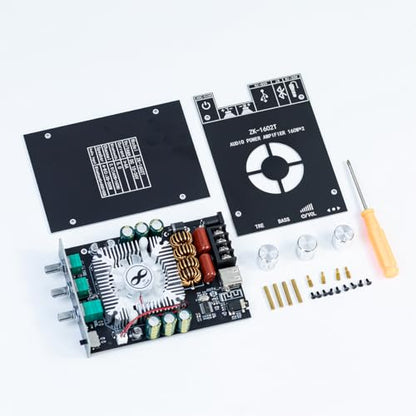 ZK-1602T Bluetooth Amplifier Board, 2.0 Channel 160W+160W Stereo Audio Amp with Treble & Bass Control, DC 15-36V Power Supply, Bluetooth 5.0 & AUX Inputs for Home DIY Speakers - style: ZK-1602T