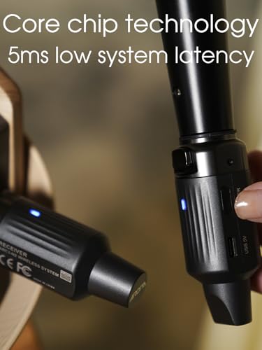 Ulumac Aroma 2.4GHz Wireless XLR Transmitter and Receiver for Dynamic Mic | Plug & Play, 130ft Range, 7-Channel, 10H Battery, Wireless Microphone Adapter for PA System/Live Sound/Mixer/Church
