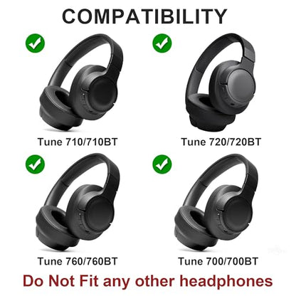 Tune 750BT Headband Pad Replacement Headband Cushion Pad Protein Leather Headband Pad Cover Compatible with JBL Tune 700BT 710BT 700BTNC 750BT 760BTNC Headphone Head Top Cushion - Black