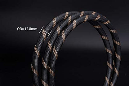 SKW Single Audiophile Speaker Cable,Convertible Banana Spade Gold Plated Connector,Nylon Braid,HiFi Quality Cable(8.2ft/2.5M,1 Cable for 1 Speaker) | 12AWG, 24K Gold-plated Convertible Plugs, 12.8mm Nylon-braid Jacket, Dual-shielded, Ultra-High Purity Cop