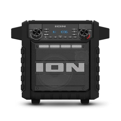 ION Tailgater Classic Portable Bluetooth Outdoor Speaker, Black | Water Resistant, Rechargeable Battery, Radio, USB Charging, Stereo Linking, App Control, for Parties and Outdoor Events - style: Tailgater Classic - Black