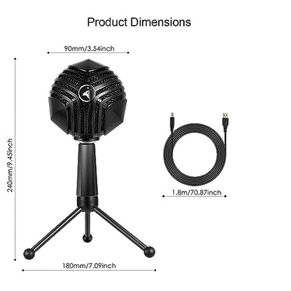 Vikye Podcast PC Microphone with USB Transmission with 360 Degree Rotation, Multiple Pickup Modes, Noise Cancelling, Simple Operation, Driverless Plug and Play